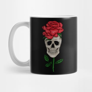 Skull with Rose, Floral Flower Mug